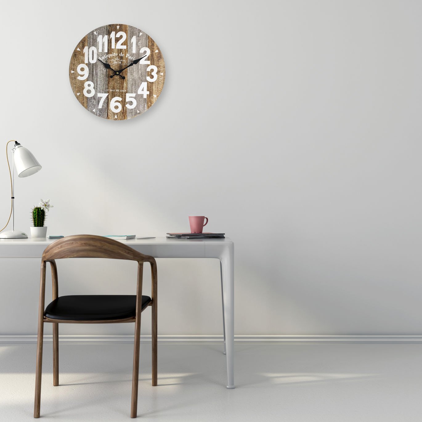Rebecca Mobili Wall Clock Industrial Hanging Watches Mdf Wood Analog Kitchen Living Room - 34 cm x P 4 cm (H x W x D) - Art. RE6145 - Image 4
