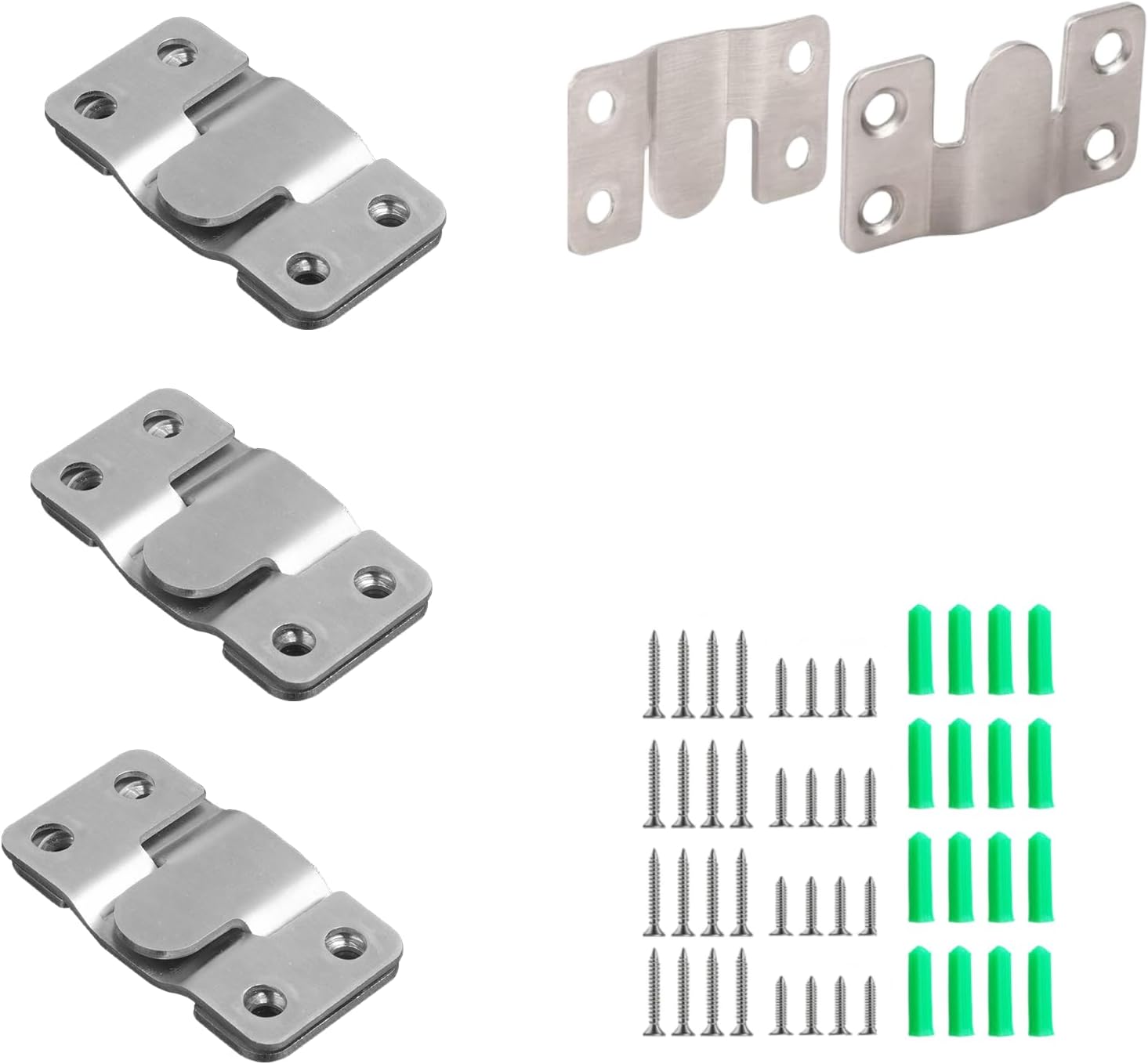 4 Pairs Interlocking Flush Mount Bracket Picture Hanging Hook，Stainless Steel Picture Bracket, Z Clip Photo Wall Mount Connector for Furniture Photo Hardware Mirrors