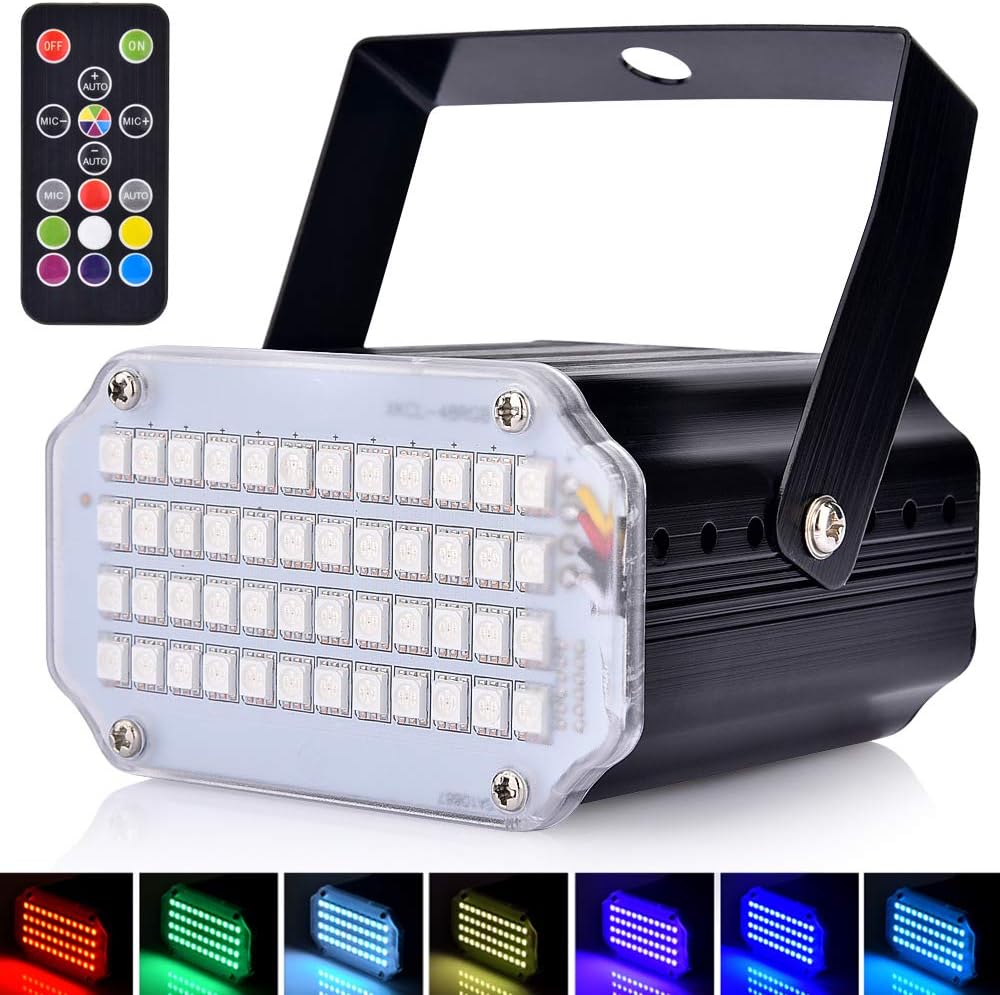 Mini Strobe Lights for Parties, Sound Activated and Speed Control LED Disco Lights, Super Bright 48 LEDs,Remote Control Flash Stage Lighting for Show, Party, Disco, Wedding, Christmas, Halloween