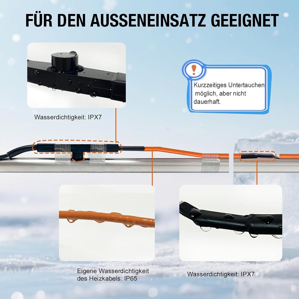 Selbstregulierendes Heizkabel 4 M mit Frostschutz für Wasserleitungen, Wasserdicht, für Gleichzeitiges Heizen, EU-Stecker