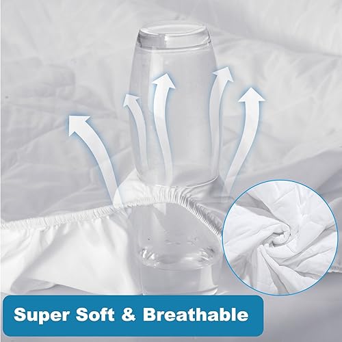Miniatura 4 de Peryiter 2 protectores de colchón impermeables 3D transpirables y refrescantes suaves con bolsillo profundo para colchones de 6 a 15 pulgadas