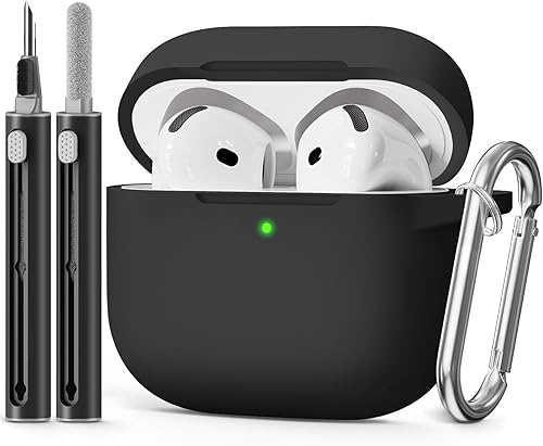 Miniatura 35 de Funda para AirPods 4 2024, viene con kit de limpieza, funda protectora de silicona suave para fundas Apple AirPods de 4ª generación con llavero,