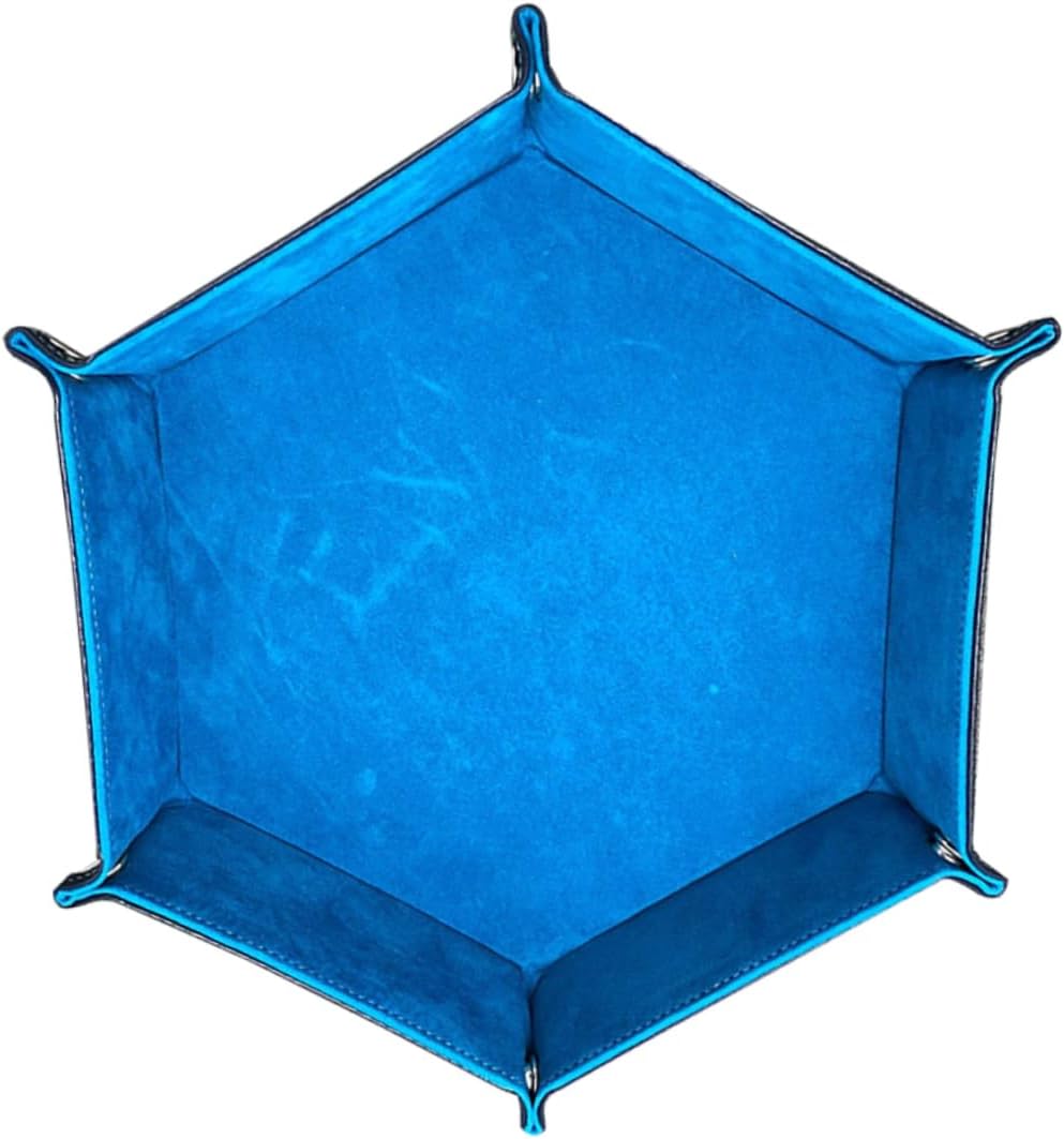 Hexagon PU Leather Dice Tray, Foldable Storage Box for Tabletop RPG Games