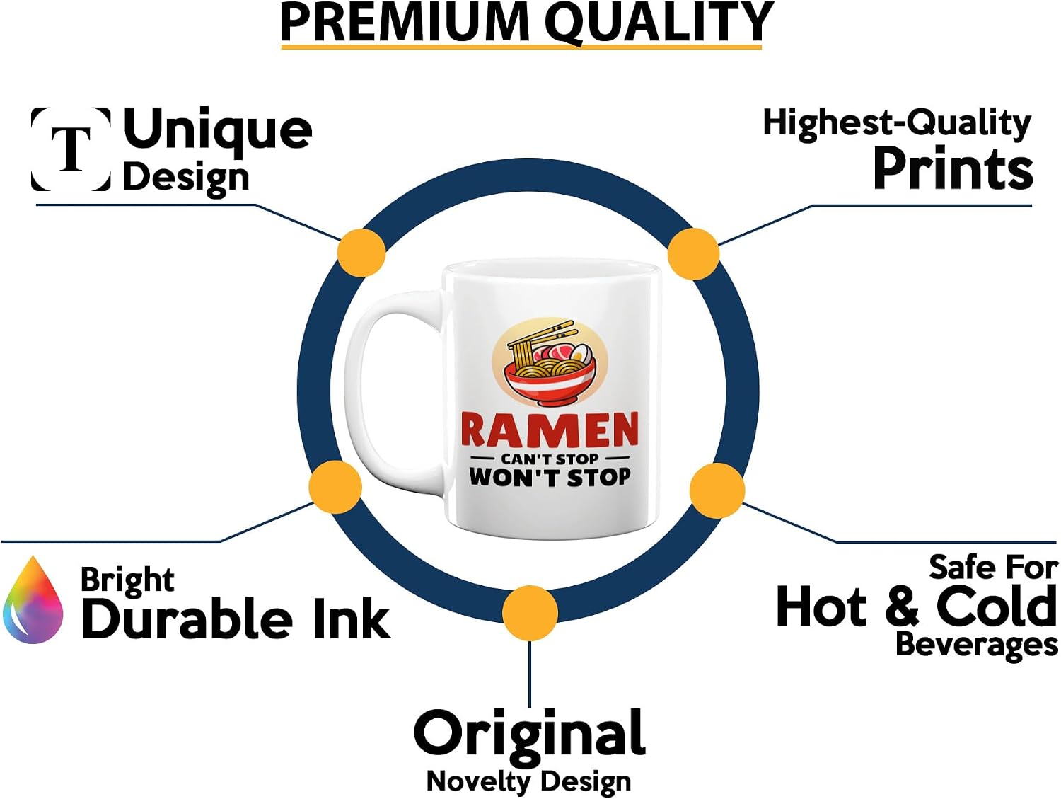 Ramen Lover Coffee Mug 11oz White -Cant stop wont - Food Lovers chicken pumpkin vegan pantry spicy noodles image 3