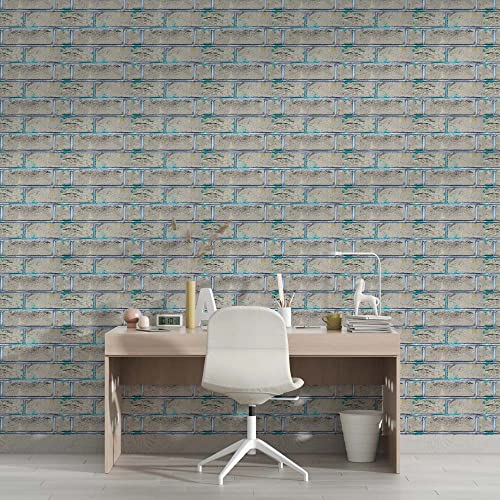 Image of DWELLSINDIA Grey Bricks Self Adhesive Wallpaper, Waterproof, Scratch Resistant, Laminated (41cm x 244cm, Multicolour)