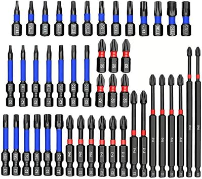 46-Piece Magnetic Impact Nut Driver Set, Impact Tough Screwdriver Bit Set, Metric&SAE, S2 Steel Hex Bits Set, 1/4 Hex Shank with Magnetism, 50mm Long