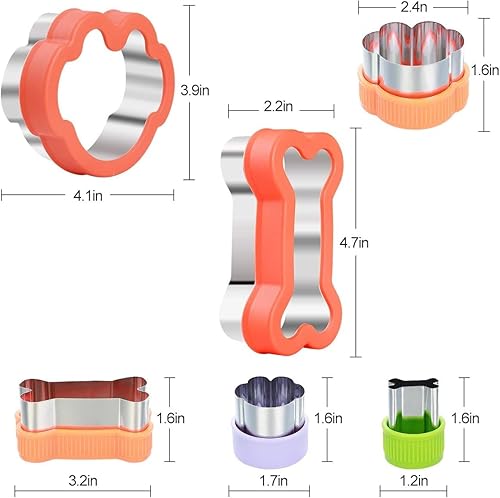 Miniatura 2 de Juego de cortadores de galletas de perro, molde de galletas con estampado de huesos de perro y pata de perro para golosinas caseras, moldes de acero