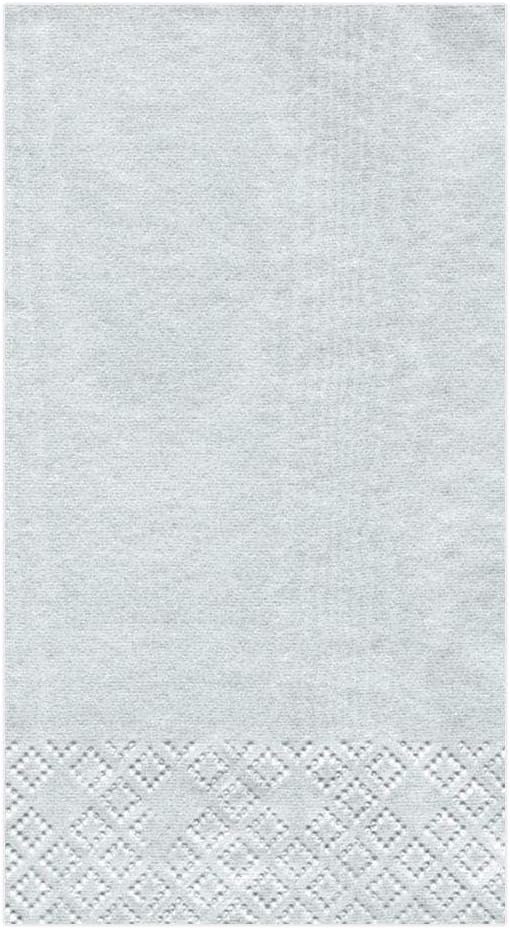 Caspari Moiré Paper Guest Towel Napkins in Platinum - Four Packs of 15