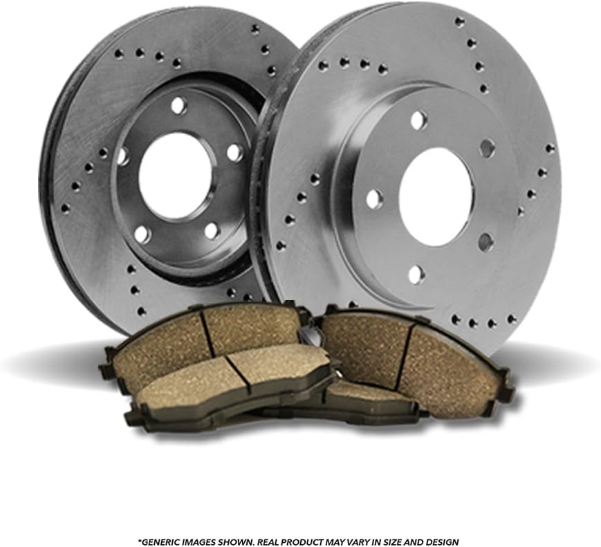 Rear Rotors Ceramic Pads Drill 2003 2004 Chevy Silverado SS 2WD/4WD