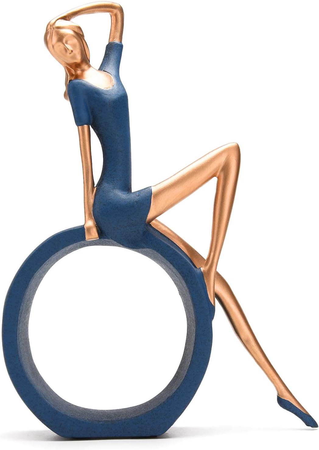 BRABUD Resin Yoga Girl Statue Sitting on Circle Figurine Modern Aesthetic Decoration for Home TV Cabinet Bookshelf Desktop Bedroom Shop TQGJBS302