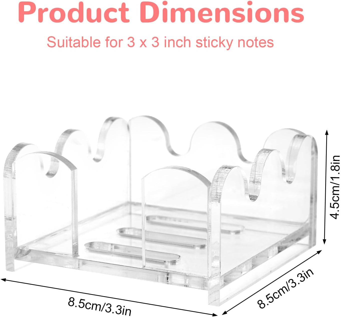 Penitue Acrylic Sticky Note Holder, Clear Holder Desk Organizer Notepad Dispenser for 3x3in Notes or Small Items for Classroom Dorm Room School Office Supplies Accessories