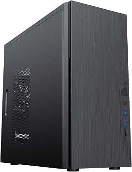 CiT Course Micro-ATX Office PC Case   Micro-ATX & Mini-ITX Motherboard Support - 80mm Rear Fan- USB 3.0 & USB 2.0 - Brushed Aluminium Front Panel - Business Workstation PC Case | Black