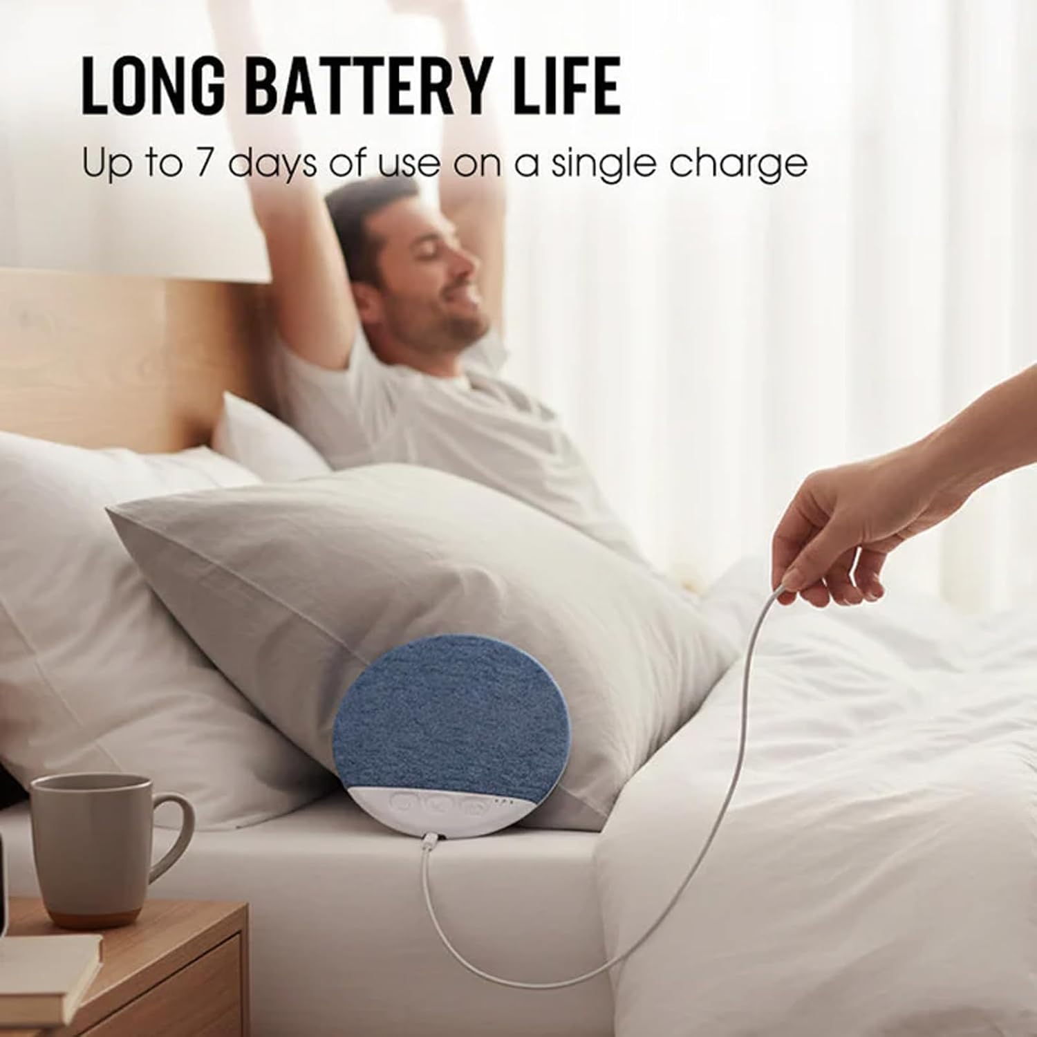 Bluetooth Pillow Speaker for Sleeping, Mini Portable Under Pillow Speaker with White Noise Timer Wireless Sleep Aid, Stereo Bass Private Sleep Headphones for Adult (Pink) — view 2