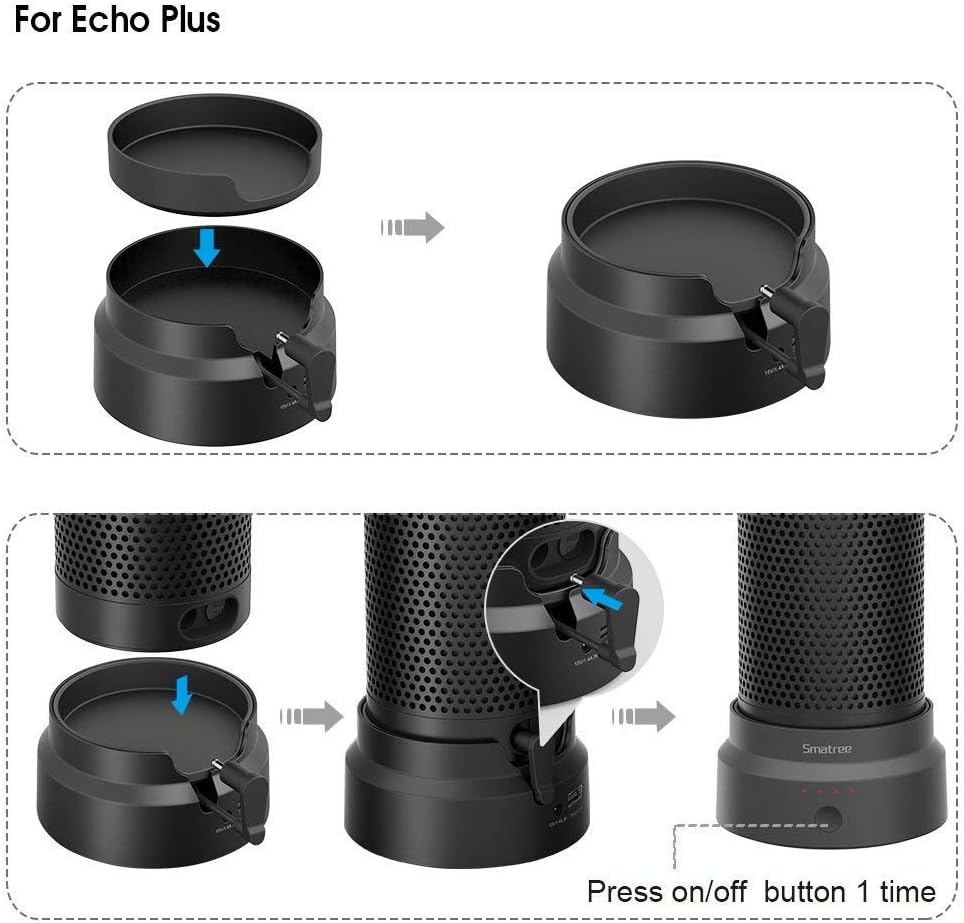 [Updated] Smatree Portable Battery Base Compatible for Echo (2nd Generation) / Echo Plus(1st Generation), Echo/Echo Plus(1st Generation) Sold Separately,Won't Turn Off Automatically When Standby