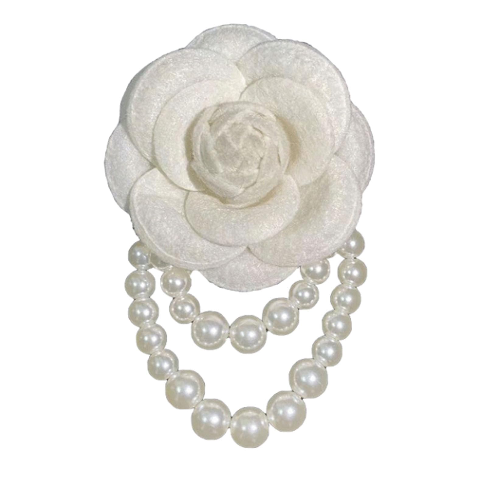 GYRMMUEVintage Camellia Pearl Tassel Brooches Bracelet Bohemian Pearl Safety Pins Bracelets Flower Hairpin Headpieces Shawl Pins Dainty Elegant Lapel Pin Wedding Party Dress Accessories for Women