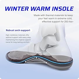 VALSOLE 250+lbs Winter Thermal Wool Insoles for Men Women,Plantar Fasciitis Orthotics Insert,for Flat Feet,High Arch,Foot Pain,Standing All Day Boot Work Shoe Warm Insoles(286mm)