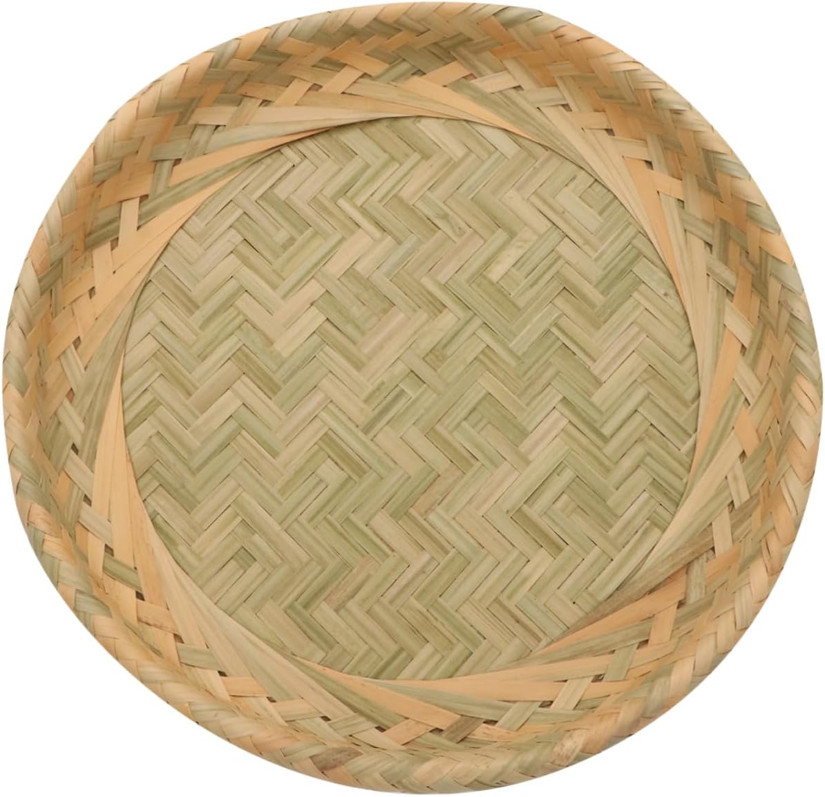 Handmade Bamboo Woven Storage Basket 11.81X11.81X1.18In Food Serving Tray for Fruit Candy Kitchen Dining Outdoor Picnic Party Container