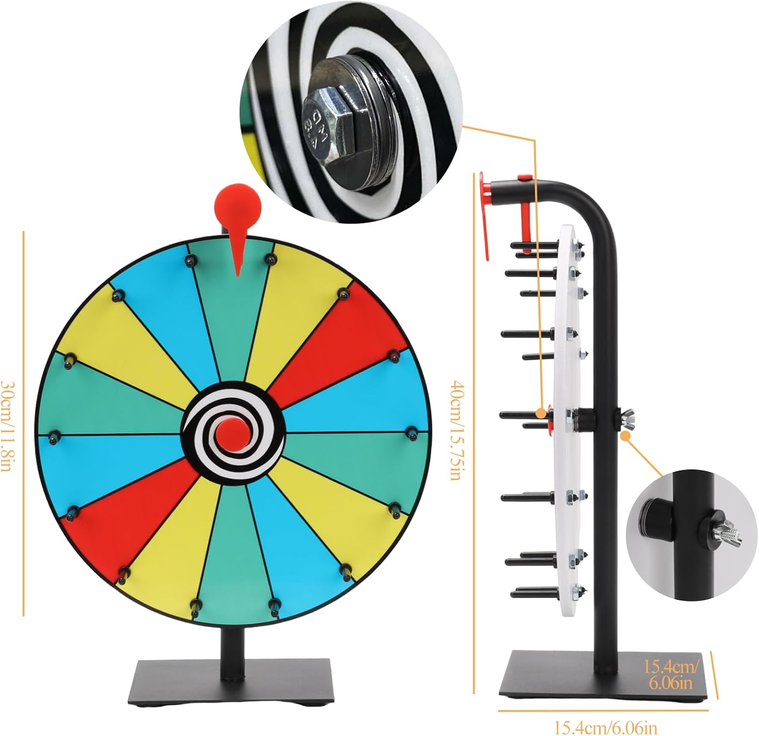12 Inch 14 Slots Color-Prize Wheel, Spinning Prize Wheel Heavy Duty Color Roulette Spinner with Dry Erase Marker and Eraser Wheel for Fortune Spinning Game Trade Show Carnivals