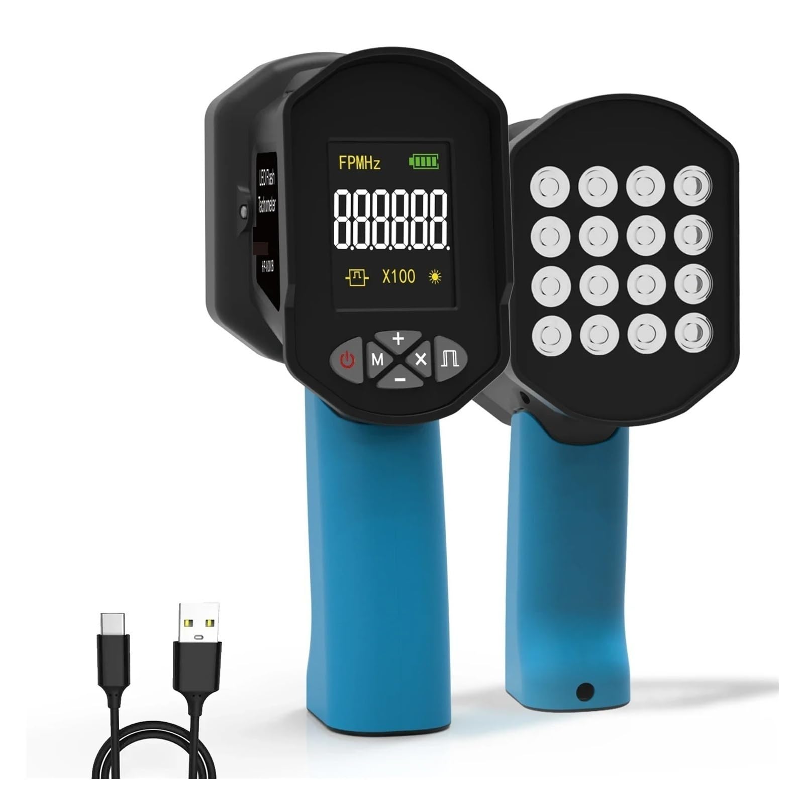 Estroboscopio LED Inteligente Digital, Medidor Estroboscópico Portátil, Tacómetro Estroboscópico Sin Contacto, 0,001%, 60-100K FPM Sin contacto(B)