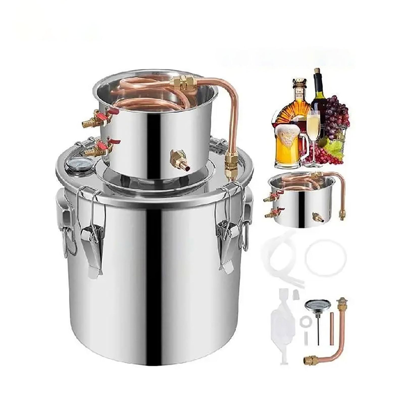 SAWEEZDIY Home Distiller, Moonshine Still Stainless Boiler, Alcohol Distiller Machine, DIY Wine Dispenser Kit, Moonshine Apparatus Beer Brewing Equipment, for Home Appliance