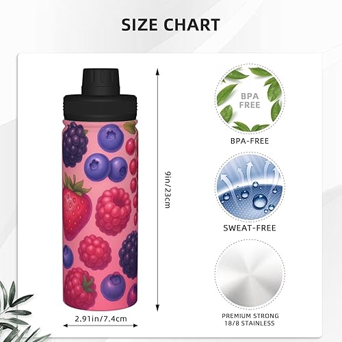 Miniatura 4 de Sweetheart Berry - Botella de agua aislada de acero inoxidable de 18 onzas, divertida taza de viaje a prueba de fugas, para bebidas calientes y