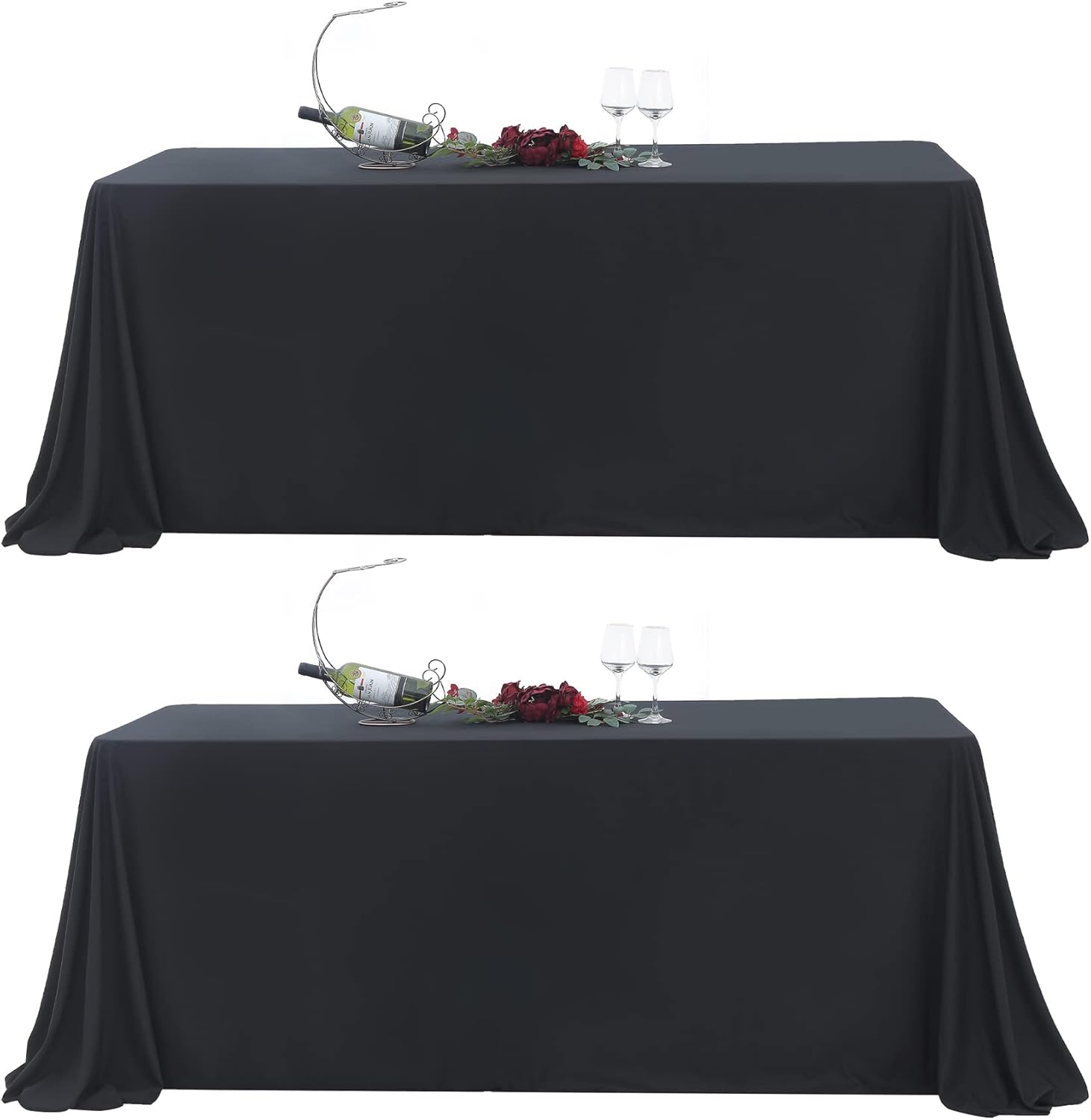 Amazon.com: NSSONBEN 2 Pack Black Tablecloths for 6 Foot Rectangle ...
