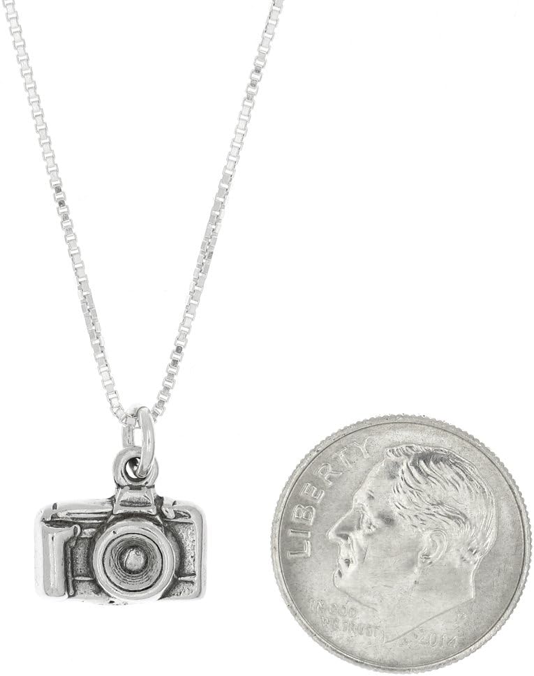 LGU Sterling Silver Oxidized 3D Point and Shoot Camera Charm Necklace