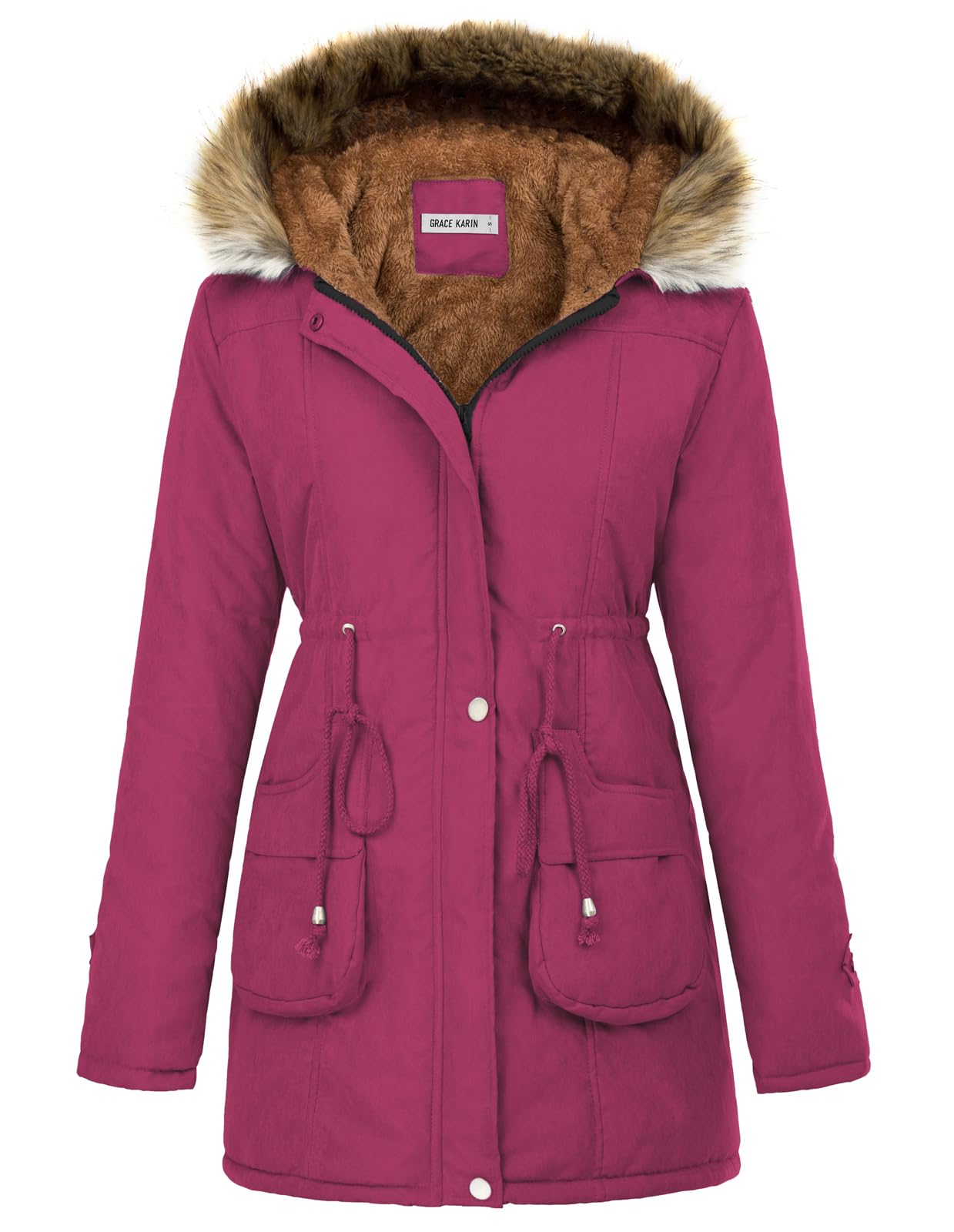 GRACE KARIN Women's Winter Coats Fleece Parkas Anoraks Hooded Military Jacket Coats