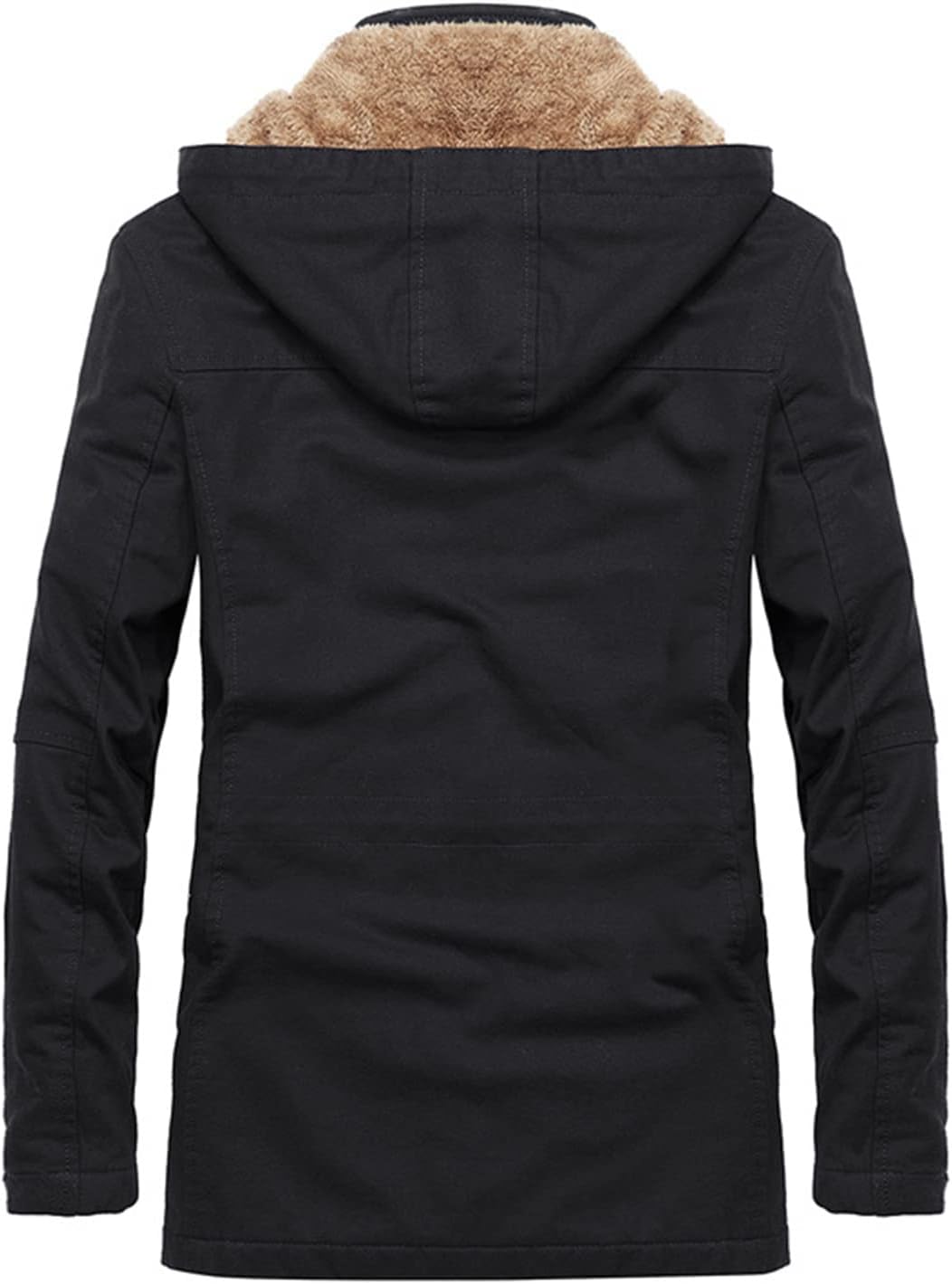 Men's Winter Cargo Jacket Men's Cotton Fleece Lined Military Parka Jacket Thick Tactical Work Jackets with Removable Hood