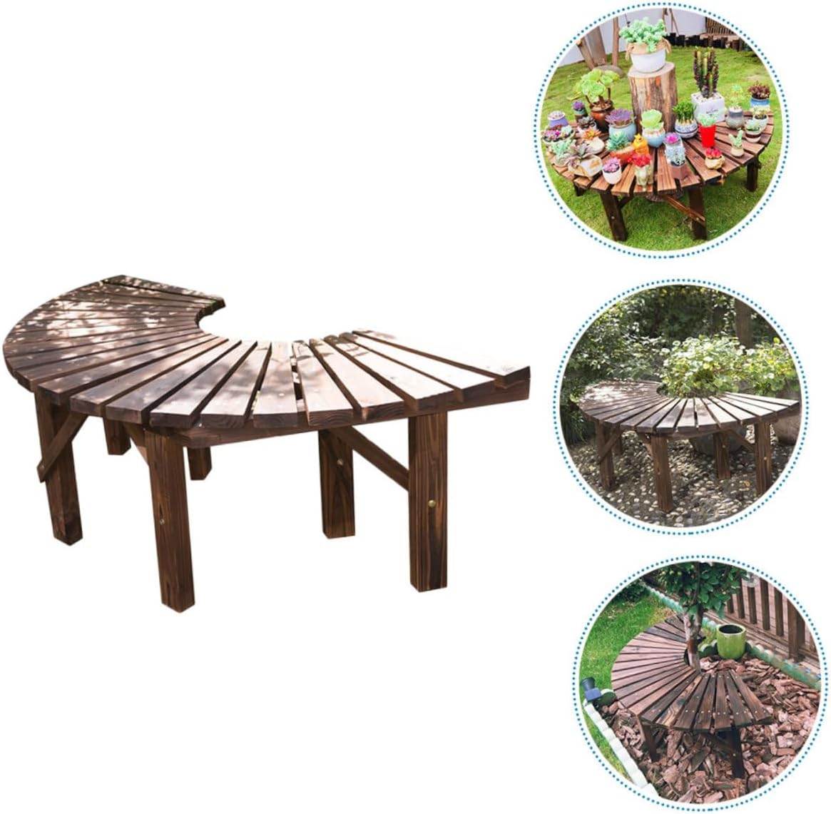 balacoo 1pc Outdoor Wooden Garden Bench Flower Pot Storage Practical Patio Seating and Planter Holder for Courtyard and Balcony Use