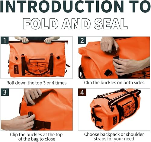 Miniatura 5 de 80L Dry Bag Large Waterproof Bag Roll-Top Heavy Duty Fishing Duffel Bag with Durable Straps & Handles for Kayaking Paddle boarding Boating Rafting