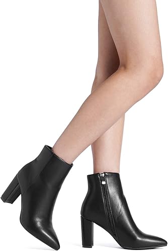 Miniatura 7 de DREAM PAIRS - Botines de tacón grueso para mujer, botas hasta el tobillo con punta puntiaguda