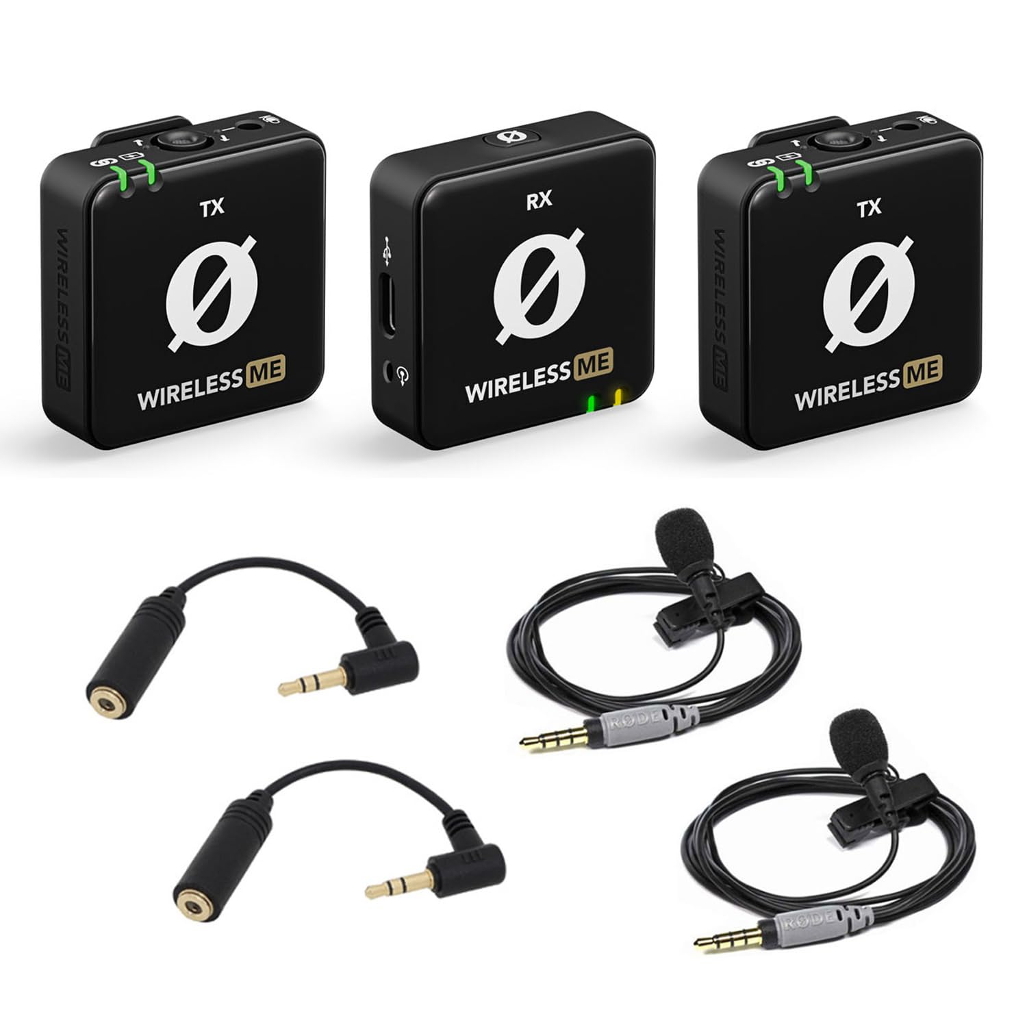 Rode Wireless ME Dual Sistema de Micrófono Inalámbrico + 2X Smartlav+ Micrófono de Solapa + 2X keepdrum ADP03 Adaptador