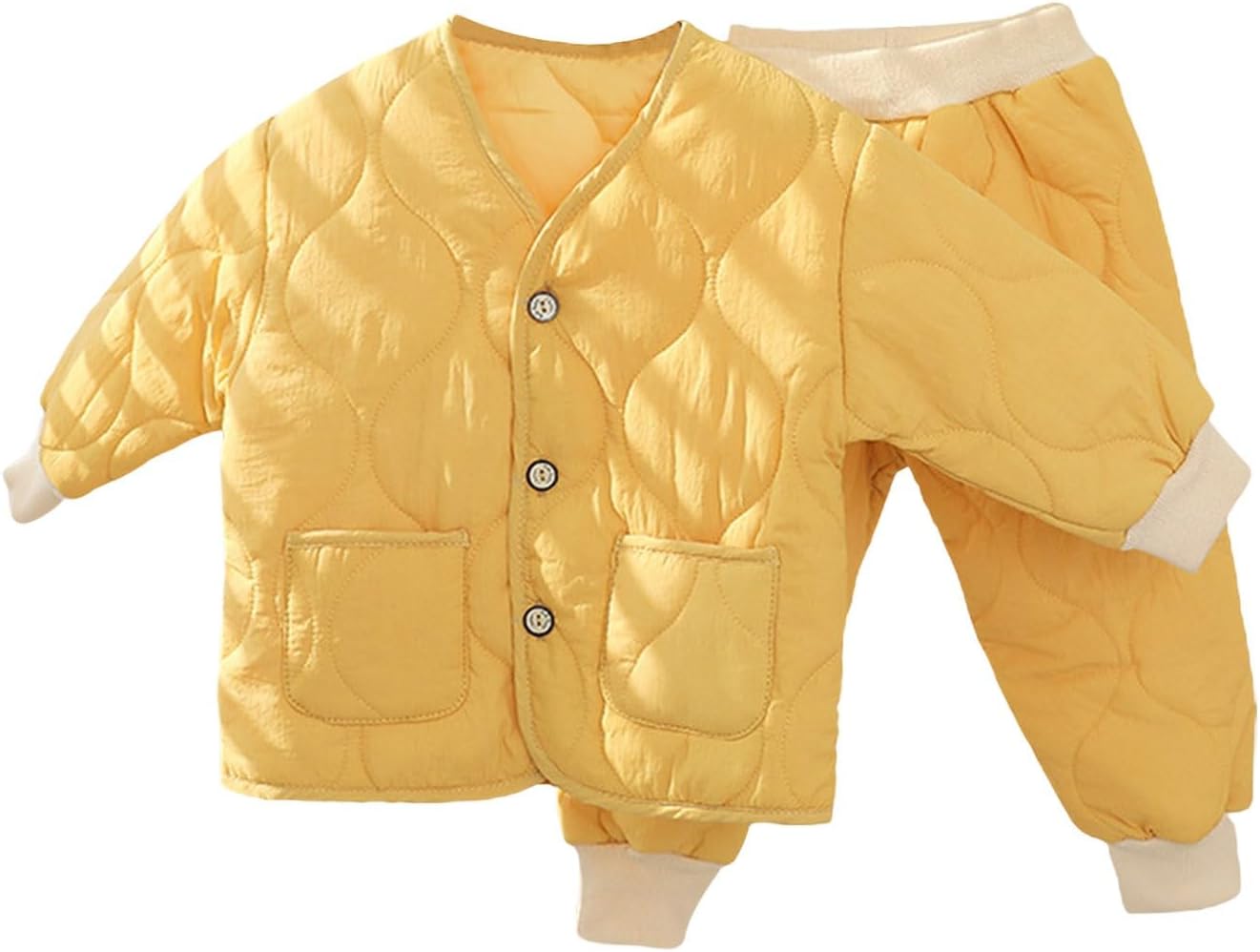 2-Piece Toddler Snowsuit Boys Girls Puffer Jacket Quilted Bubble Coat+Snow Pants Baby Padded Down Coat Winter Outfit