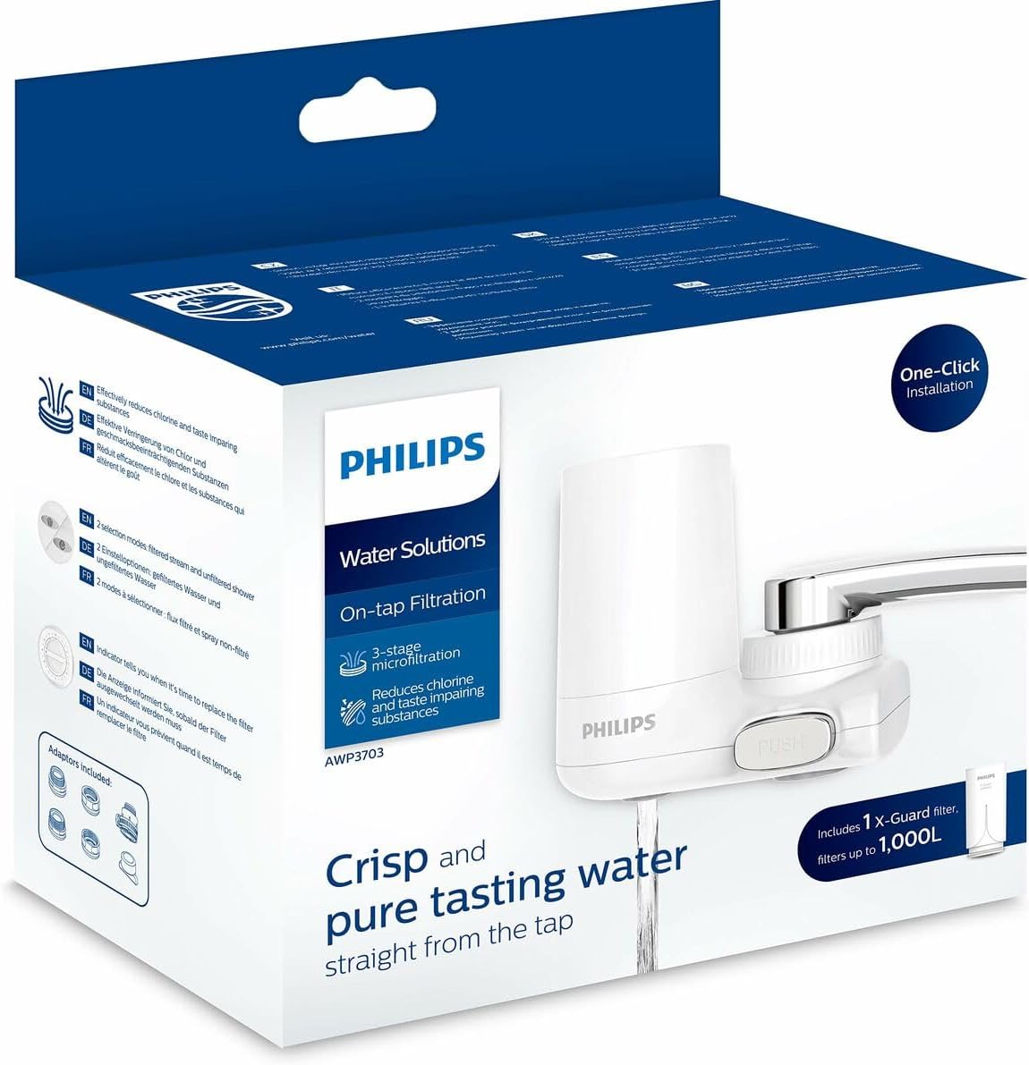 PHILIPS On-tap Water Filter AWP3703, X-Guard Vertical Filteration, Easy Installation, 1000L Capacity
