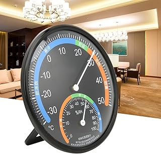 Pointer Type Thermometer,Weather Dial Thermometer Househeld Round Wall Mounted Temperature Humidity Meter Indoor Outdoor Hygrometer Humidity Gauge Meter for Greenhouse Kitchen Gard (TH101 Black)