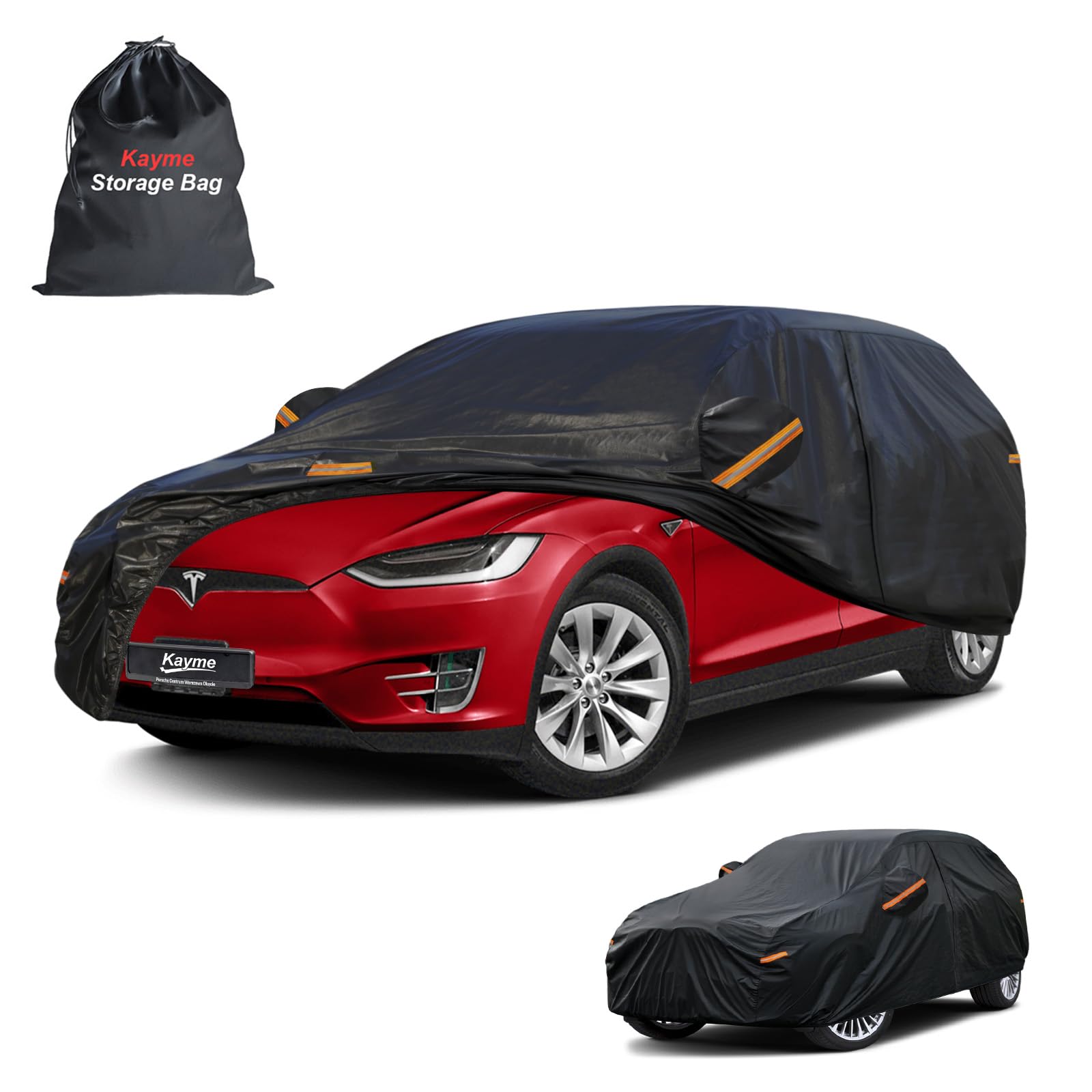 Kayme 7 Layers Car Cover Custom Fit for Tesla Model Y, Waterproof All Weather for Automobiles, Outdoor Full Car Cover Sun Rain UV Snow Protection.Black