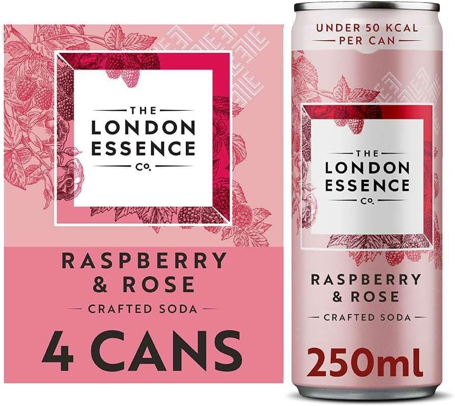 The London Essence Co. Raspberry & Rose 250ml Can (Pack of 4)