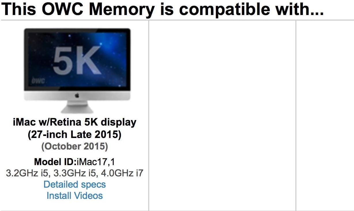 TOP оƒƒERS OWC 64GB (4 x 16GB) PC12800 DDR3 1600MHz SO-DIMMs Memory Compatible with 2015 (Late) iMac 27 w/Retina 5K Models and Compatible PCs