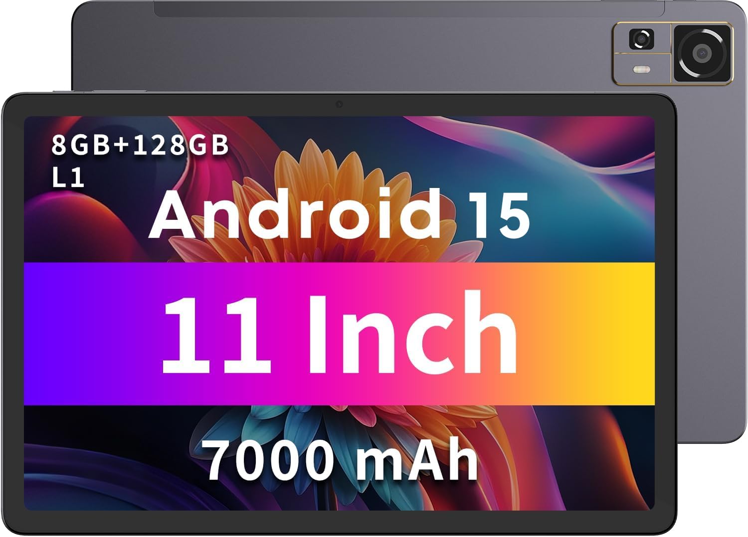 Tablet 11'' Android 15 Tablet 128GB ROM+ 8GB RAM+1TB Expand