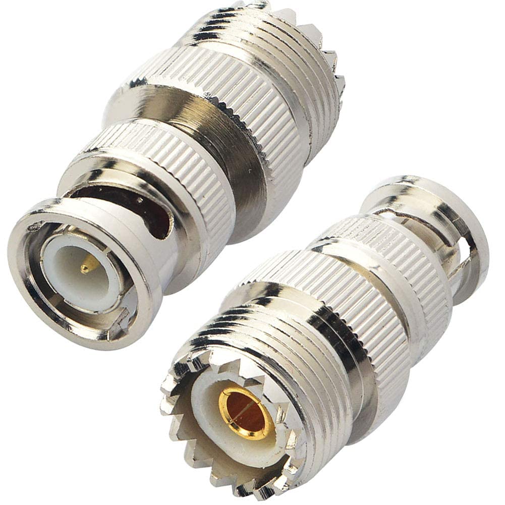 Boobrie 2pcs BNC UHF RF Coaxial Coax Adapter SO239 UHF Female to BNC Male Connector Low Loss Ham Radio Coax Adapter for RF Antennas/Wireless LAN