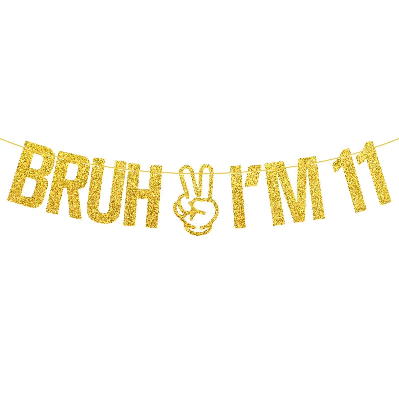 Happy 11th Birthday Banner – Flashing Golden Banners for Boys and Girls – 11th Birthday Decorations — image 1