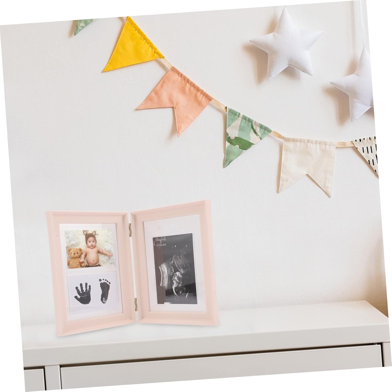 B Super Photo Frame Book Baby Frame Baby Keepsake Hand Footprint Photo Frame Family Impression Kit Book Photo Display Frame Infant Picture Frame Fold