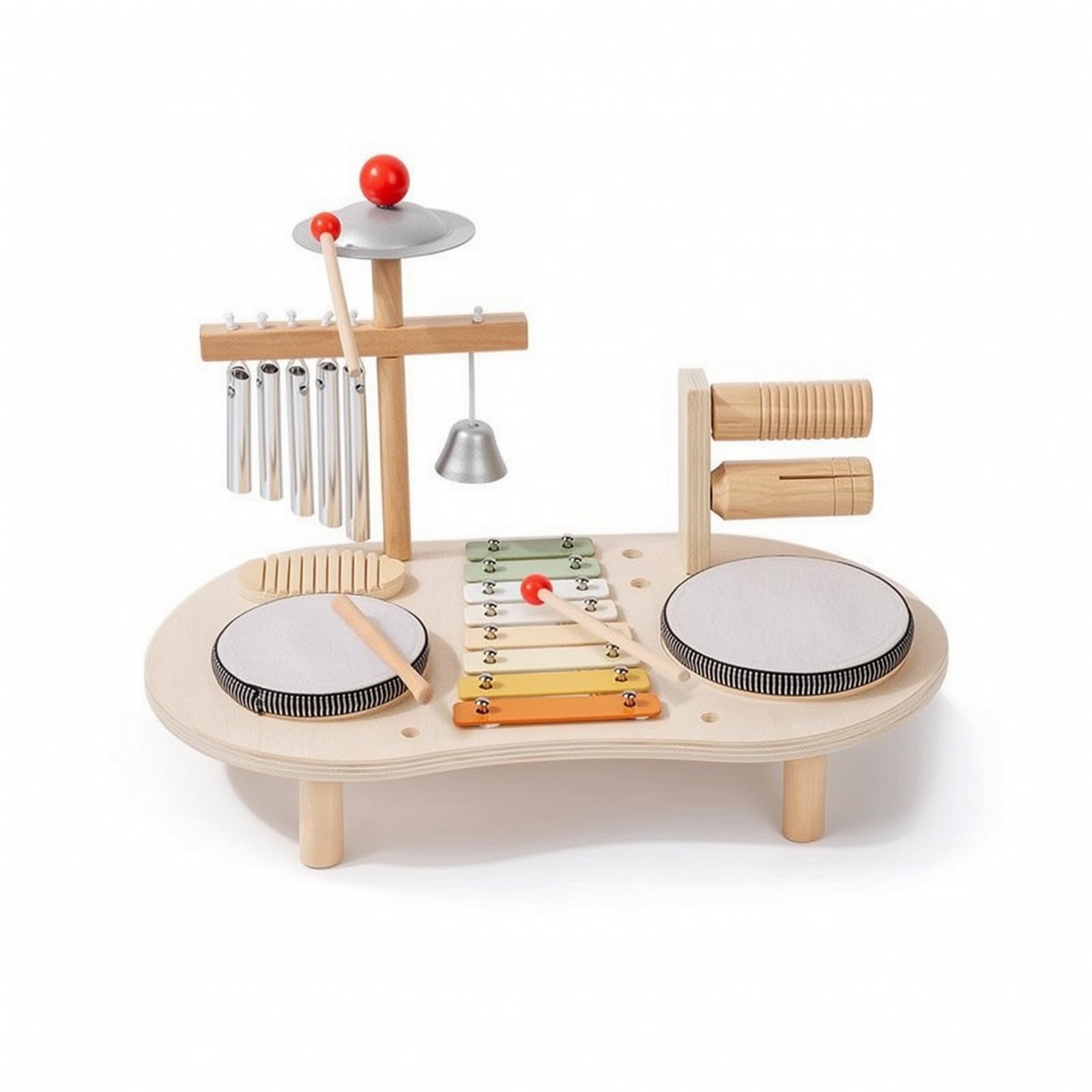 Colcolo Strumento a Percussione per Bambini Set Musicale Educativo Xilofono Piatti Campane a Bacchette in Legno Apprendimento Ritmico Adatto per Ambienti Prescolari Playroom Camerette Casa