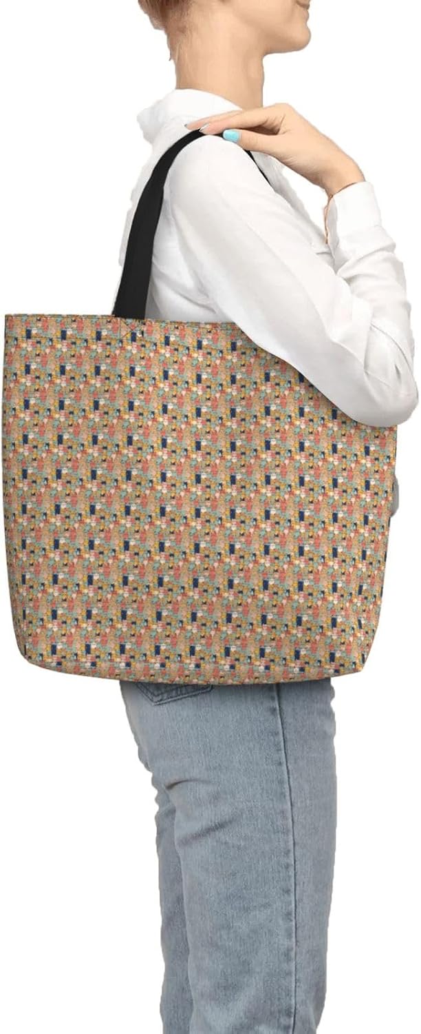 Cute Cats In A Variety Of Colors Print Eco-Friendly Tote Lightweight Grocery Bag Daily Commuting Travel Beach Gym Use