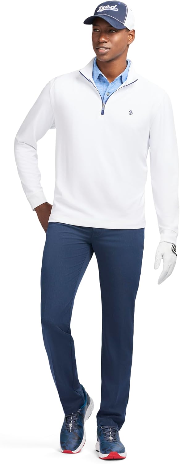 Izod Men's Swingflex Golf Pro Mesh Quarter Zip Long Sleeve Shirt