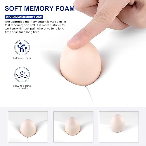 Miniatura 5 de au-kee Almohada para reposacabezas de espuma viscoelástica, terciopelo de cuero de dos lados, soporte para el cuello para asiento de automóvil de