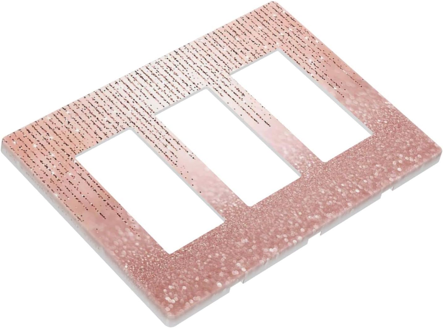 Pink Glittery Bling 3 Gang Triple Rocker/GFCI Light Switch Wall Plate Cover Decorative Electrical Faceplate for Kids Living Room Bedroom Decor Screwless 6.57" x 4.65 image 3