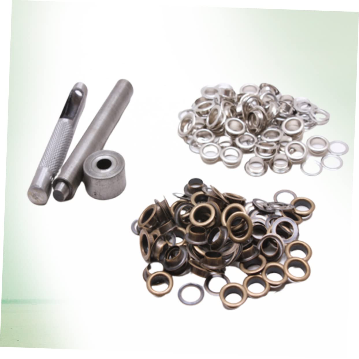 ULTECHNOVO 300sets Occhielli Ottone Antico e Argento Con Strumenti Kit Per Abbigliamento Scarpe e Progetti Fai Te Per Colore Resistente e Duraturo