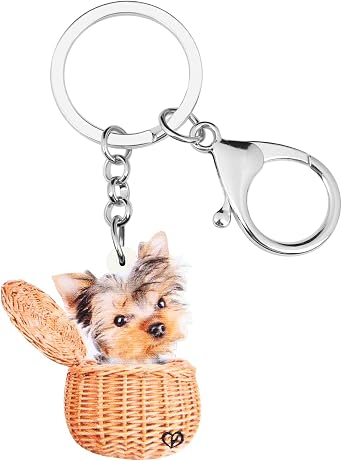 WEVENI Acrylic Yorkshire Terrier Dog Keychains Yorkie Accessories for Women Girls Handbag Charms Jewelry Gifts